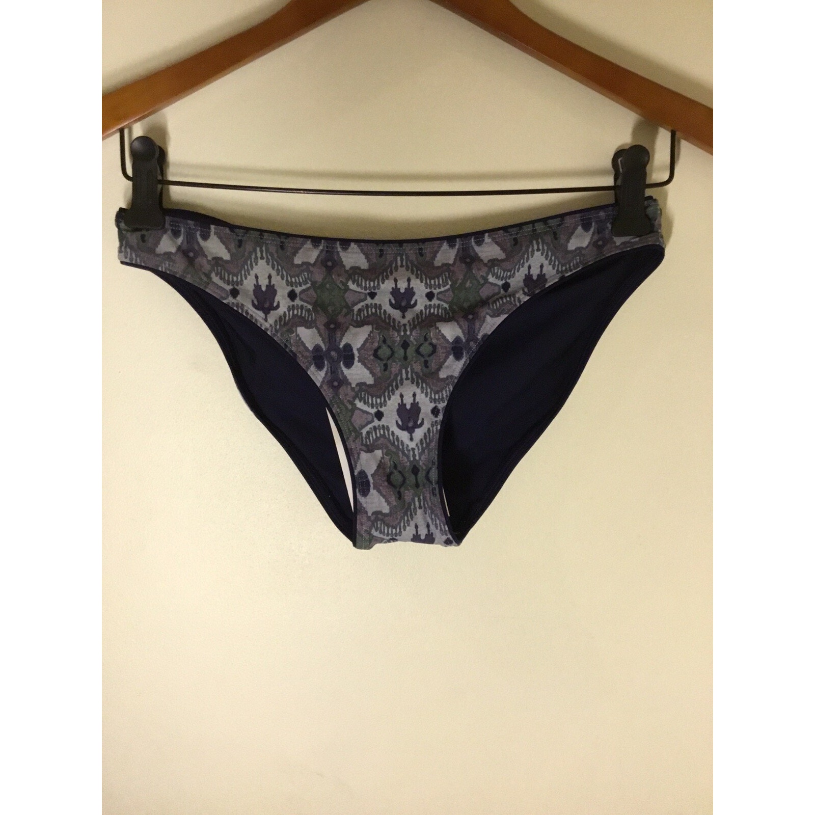 Tory Burch Swim Gray Navy Laguna Ikat Print Bikini Bottoms Hipster Sz Xs Nwt